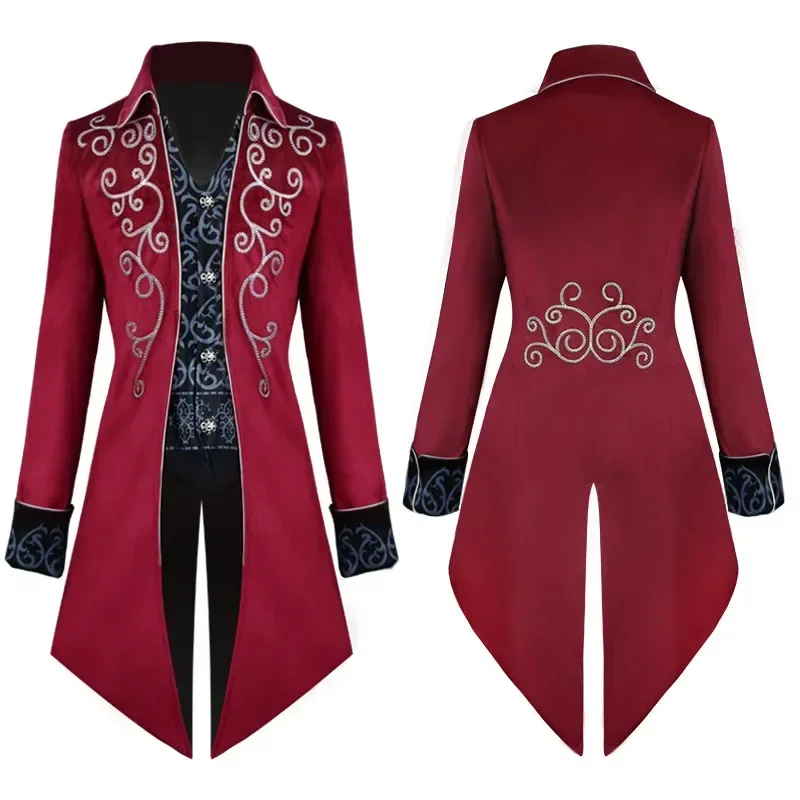 Herren Mittelalterlicher Steampunk Vintage Viktorianischer Smoking Langarm-Windbreaker Prinzen-Kostüm für Ostern