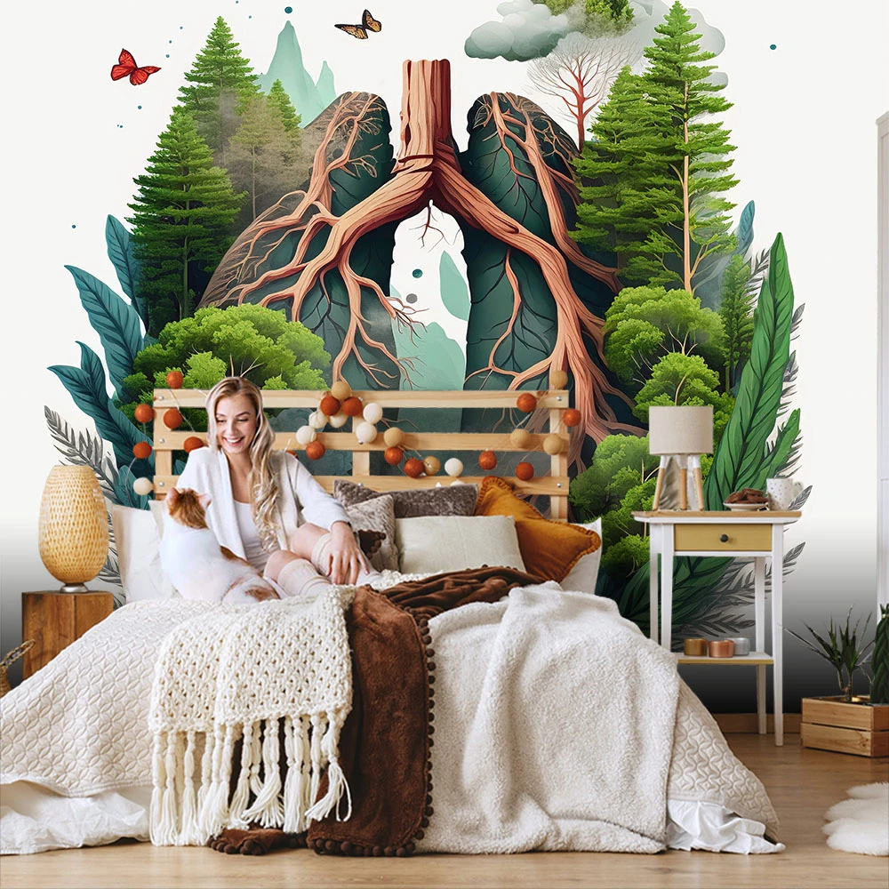

Custom 3D mural Wall Painting protect the environment wallpaper for living room decor Green lung forest wall paper wall stickers