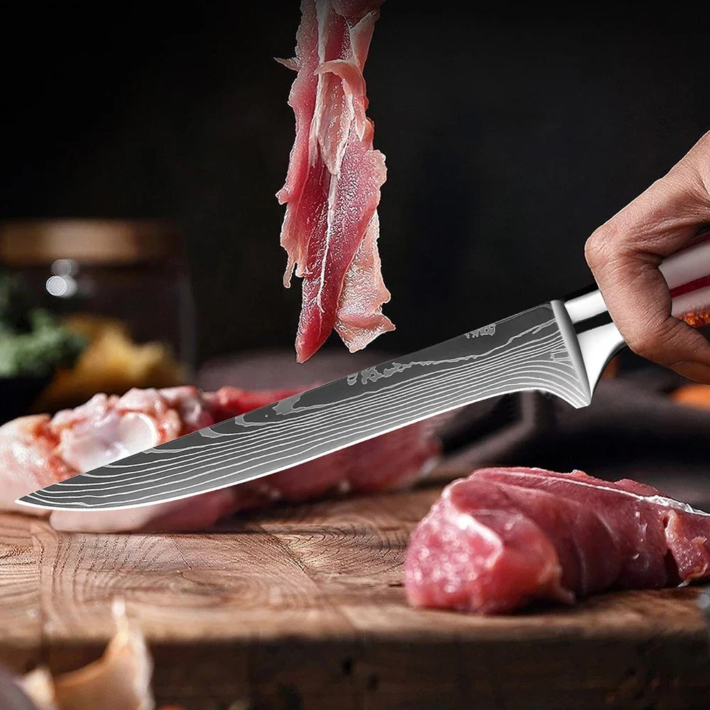 6 Inch Boning Knife Japanese Stainless Steel Fillet Knife Meat Cutting, Carving, Bone, Trimming, Deboning Ergonomic Handle