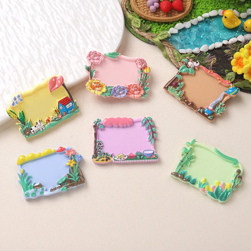 100 Resin Cartoon Simulation Landscape flower drawing board Flatback Cabochon DIY Scrapbook for Home Decor Accessories