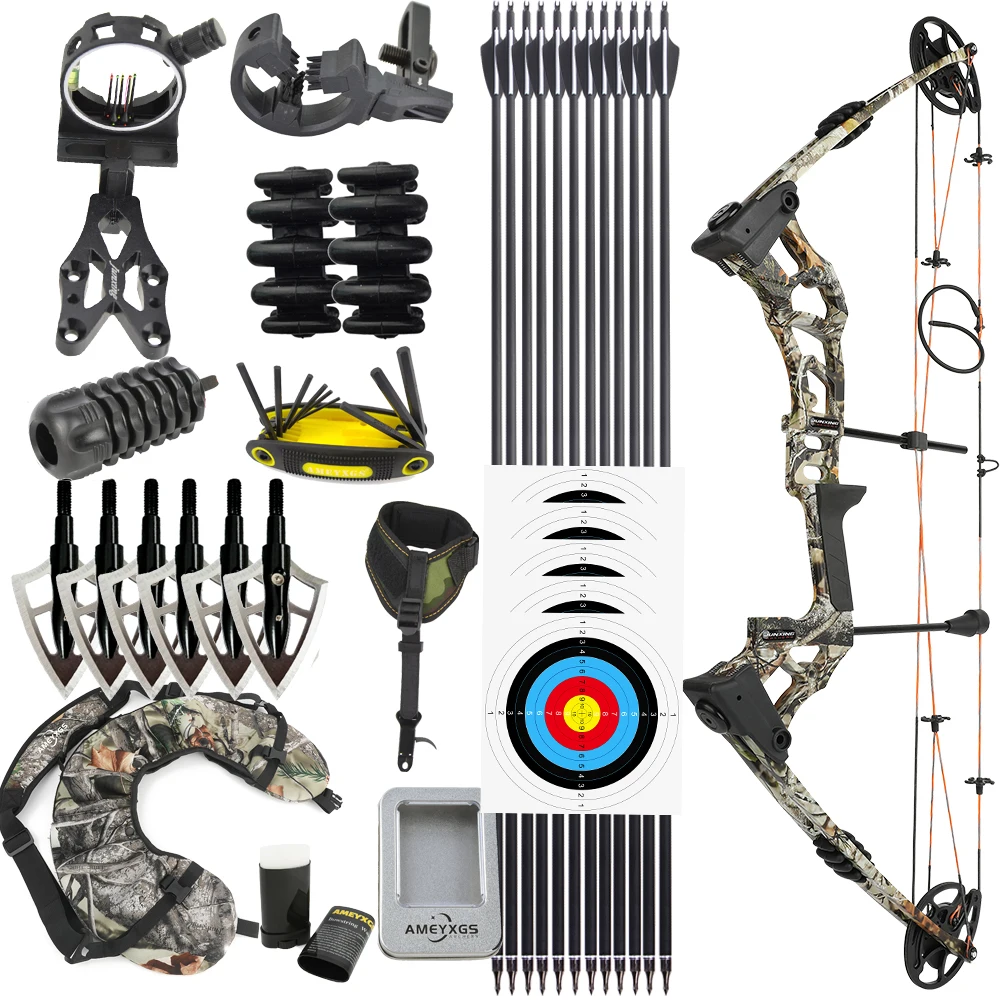 

0-70lbs Archery Pulley Compound Bow Set 80% Let-off 320fps Arrow Speed for Right Hand Hunting Shooting Powerful Bow