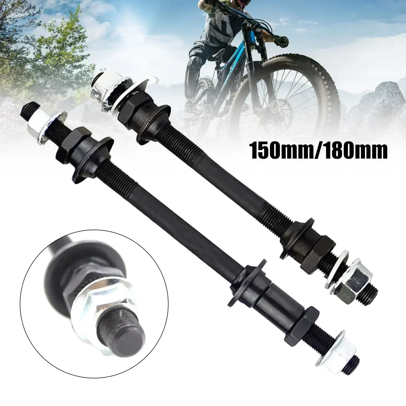 M8 M10 Bicycle Wheel Hub Axle Front Rear 6000/6200 Bearing Solid Spindle Shaft Mtb Bike Axle Lever Bike Repair Tool Accessories