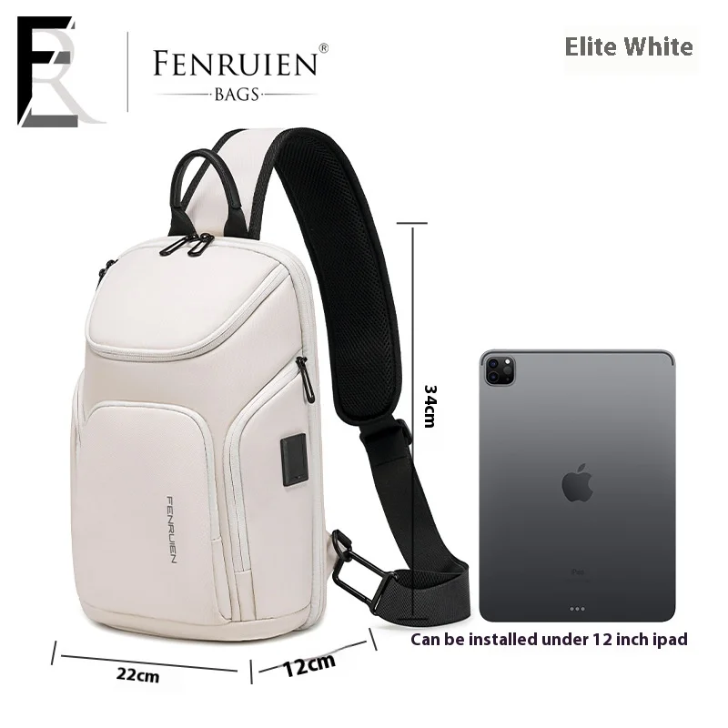 Men Sling Bag Waterproof Crossbody Chest Bag with USB Charging Port Fit for 9.7 Inch Tablet Travel Outdoor Shoulder Bag