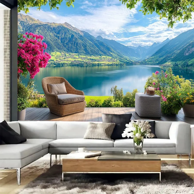 VIKAMA Scenic River Path Photo Print Tapestry, Nature Landscape Wall Hanging For Home Decoration, Living Room And Bedroom Art
