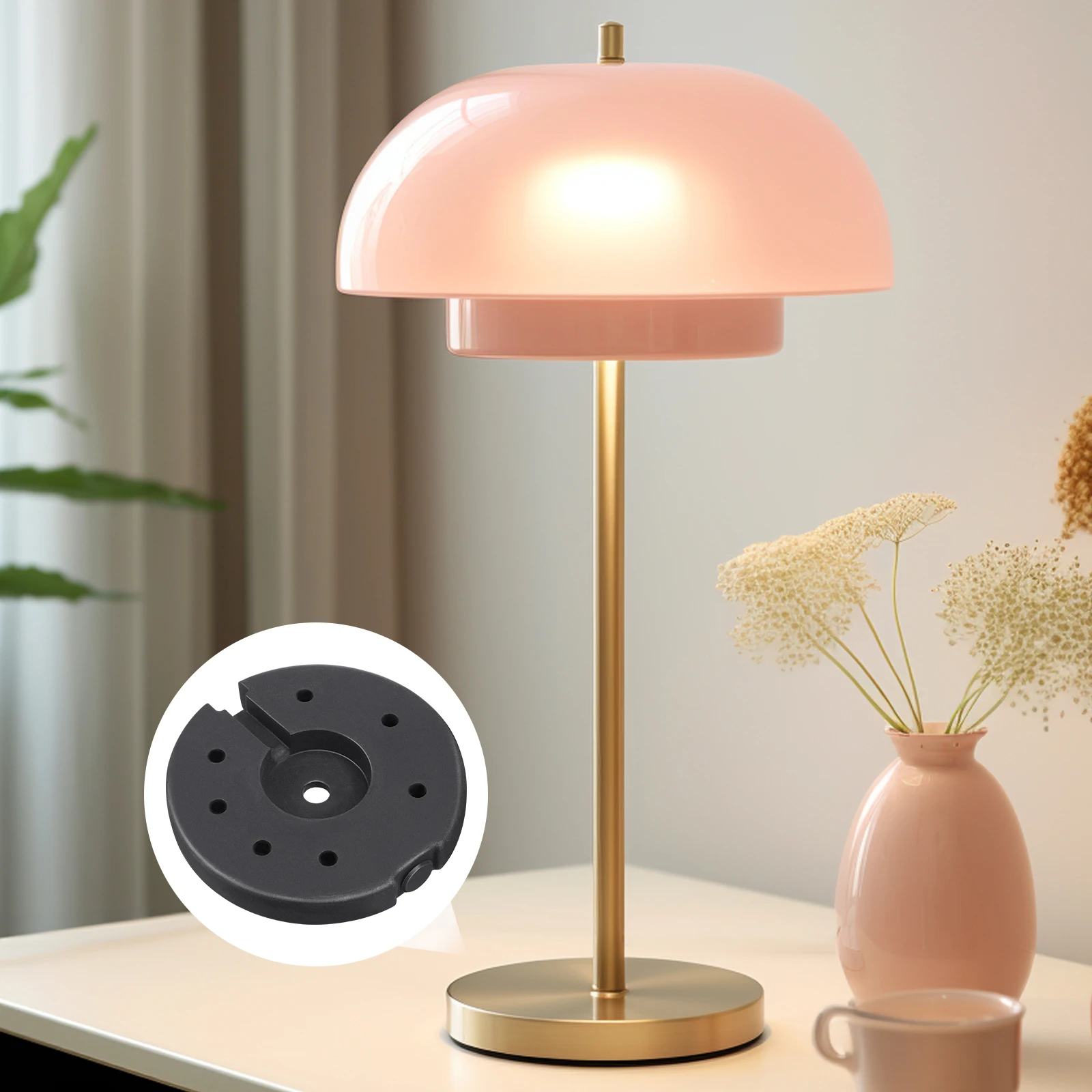 

Floor Lamp Base Weighted Block 140x20mm Heavy Duty Metal Stand Black Round Desk Table Home Decor Accessory Parts