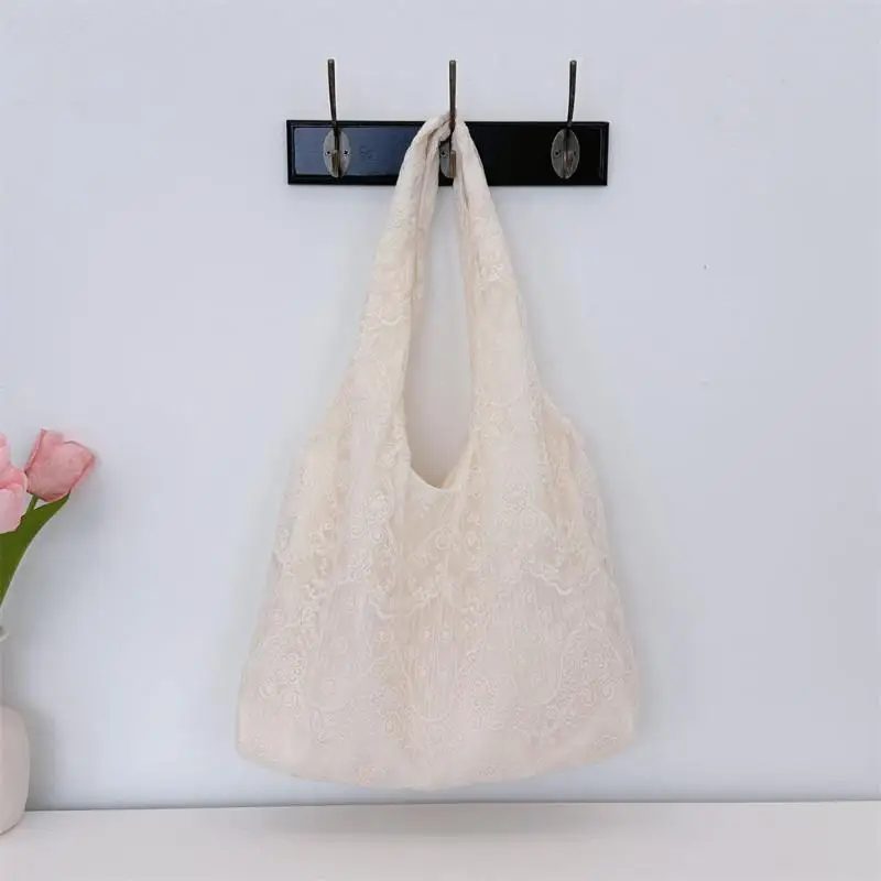 

Vintage Embroidered Organza Lace Handbag Handmade European Tote Bag for Casual Hangout Picnic Event Accessories