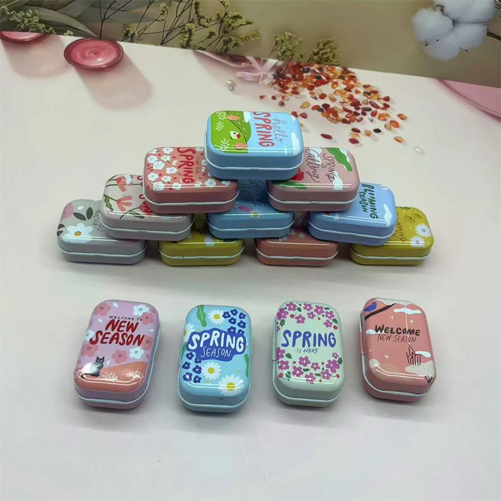 

Мини-изысканная раскладная прямоугольная жестяная коробка для хранения конфет, маленькая портативная железная коробка для дизайна ногтей, контейнер для мазей, коробка для аксессуаров для ювелирных изделий
