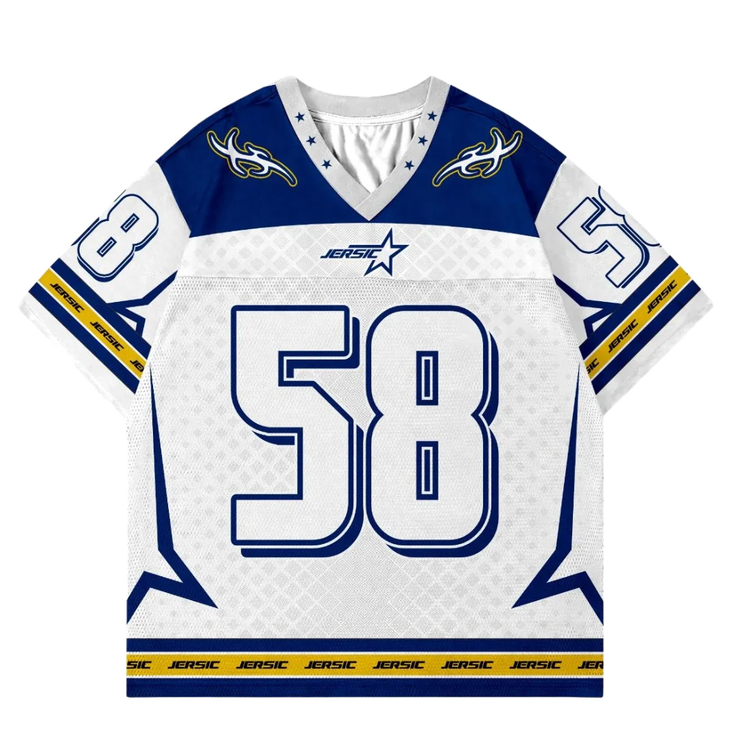 Retro Jersey America Star Baseball Style No.58 Men Women V-Neck T-Shirts Breathable Quick-drying Comfy Stylish Plus Size Moto