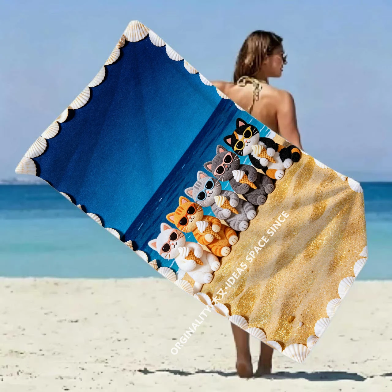 

Cool Cats Beach Towel Summer Vibes Patterned Sunscreen And Windproof Suitable For Swimming Pool Camping Travel