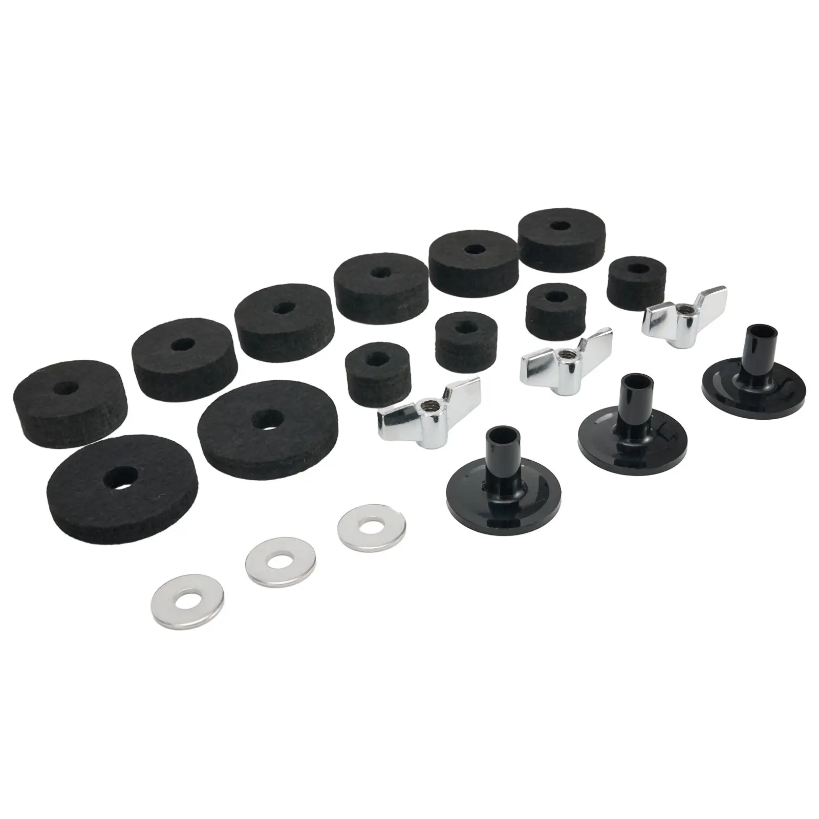Replacement Drum Felt Set 18 PCS with Cymbal Sleeves Washers and Nuts for Standard Drum Stands Enhancing Playback