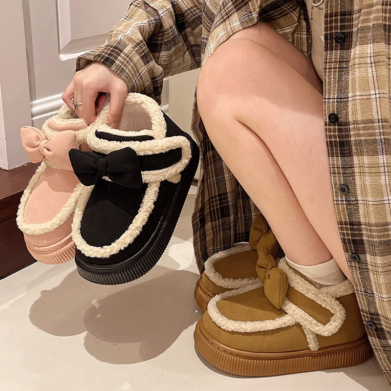 2024 New Autumn and Winter Thick Casual Lamb Wool Baotou Cotton Shoes Fashion Comfortable Warm Women's Shoes