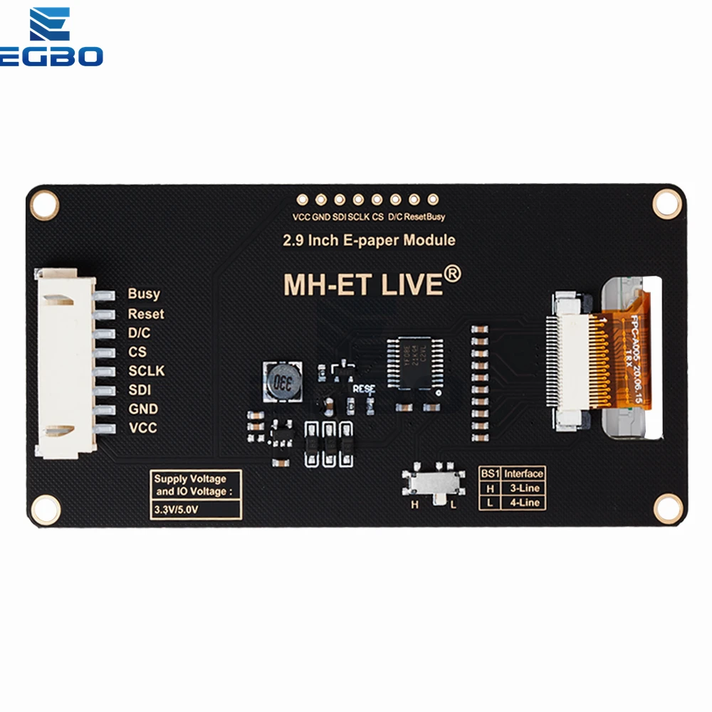 ‌ وحدة عرض الحبر الإلكتروني مقاس 2.9 بوصة |   شاشة ورق إلكتروني مقاس 296 × 128 SPI مع طاقة منخفضة للغاية وزاوية عرض واسعة لـ Arduino