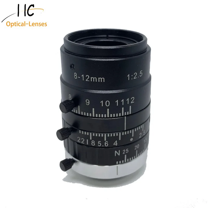 5.0 Mega Pixel CS-Mount 8-12mm 1/2.5'' Formato bassa distorsione FA/Machine Vision lenti a lunghezza varifocale F2.5 Iris manuale