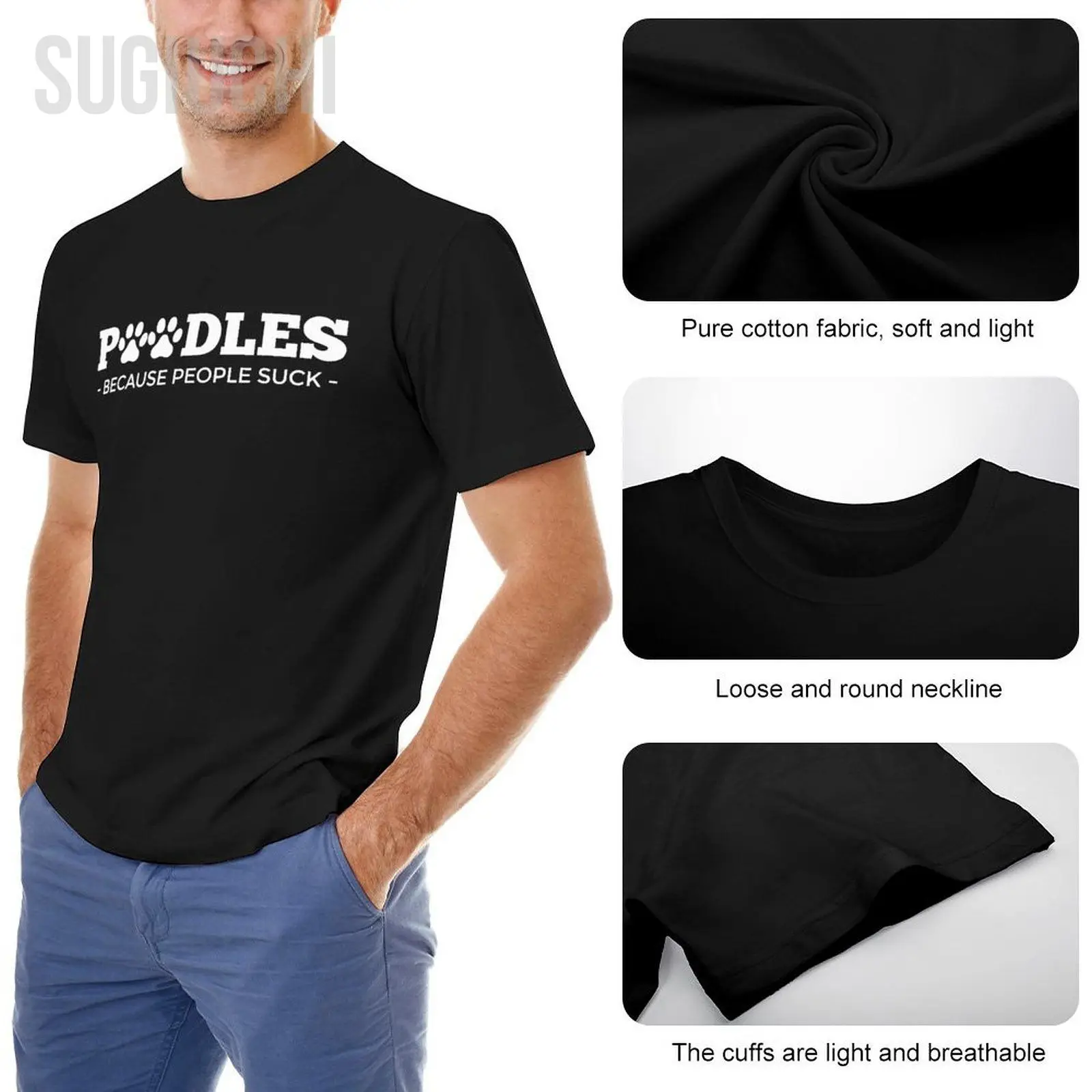 Unisex Men Poodles Because People Suck  Poodle Dog Tshirt Tees T Shirts Women Boys 100% Cotton T-Shirt view 5