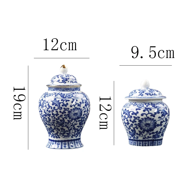 Plum Vase Blue and White Porcelain Tea Box Home Vintage Ceramic Candy Nut Coffee Bean Powder Sealed Jar Table Top Ornaments Vase