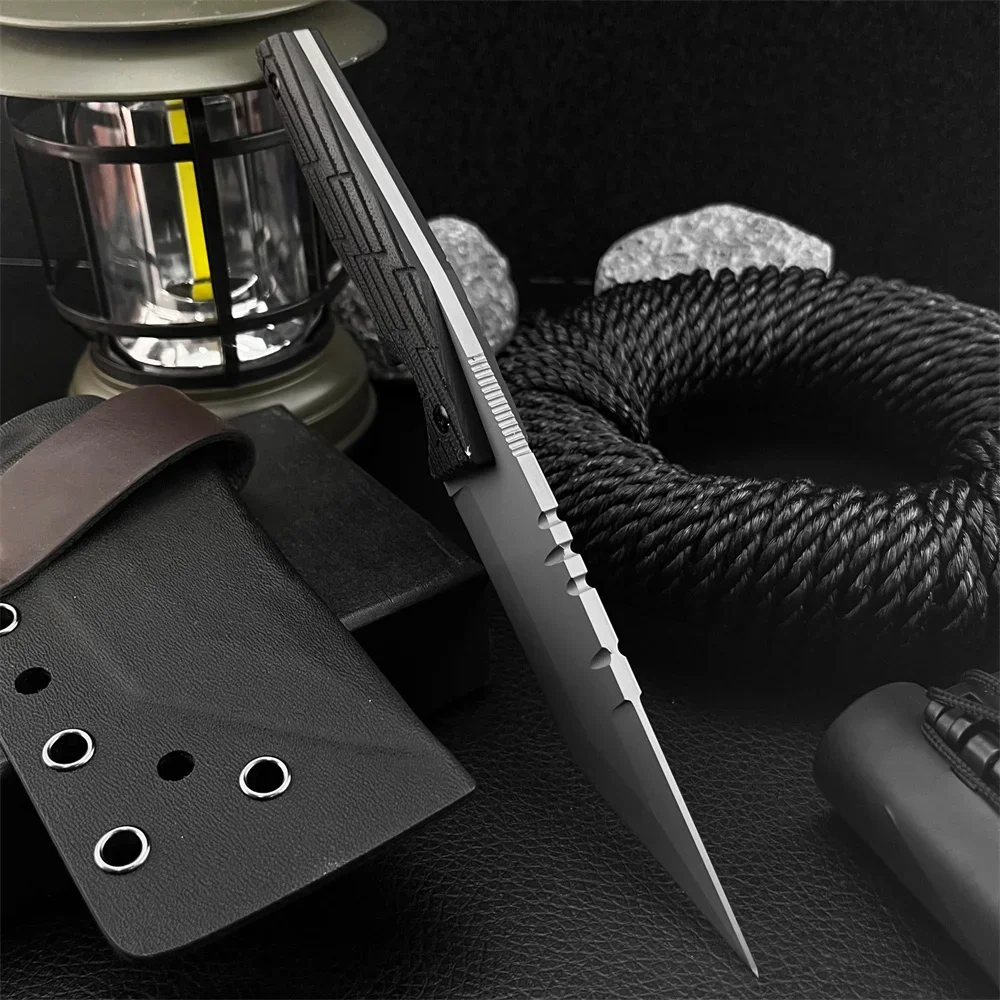 Everyday Carry Outdoor Utility Fixed Blade Knife, Portable Hunting 7Cr13MoV Steel knives Durable G10 Handle Equipped with Sheath view 4