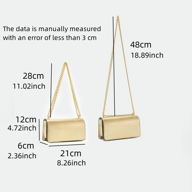 Fashion Gold Silver Chains Crossbody Bags for Women Litchi grain leather Small Cover Flap Handbags