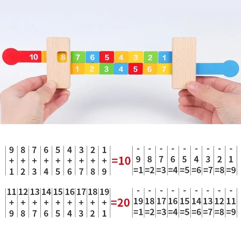 Juguetes de aprendizaje de aritmética de matemáticas de madera para niños, regla de adición de enseñanza Montessori, juguetes de números educativos para niños, ayudas para la enseñanza