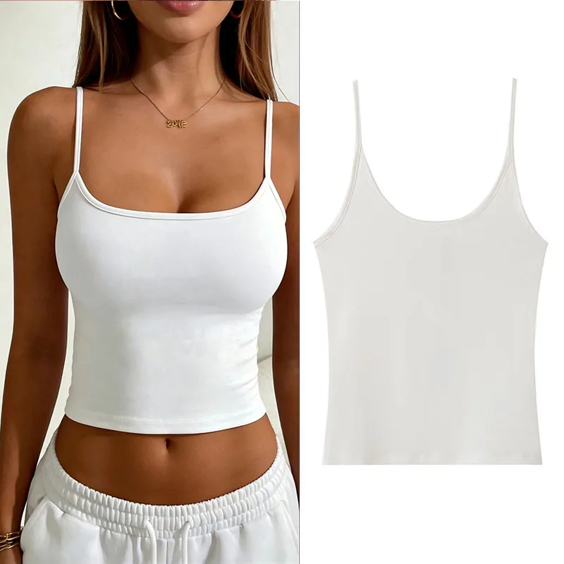 Guobioziy Women's Camisole 2026 Summer New Three‑Colour Sleeveless Round‑Neck Straight Camisole Top Casual Inner Wear