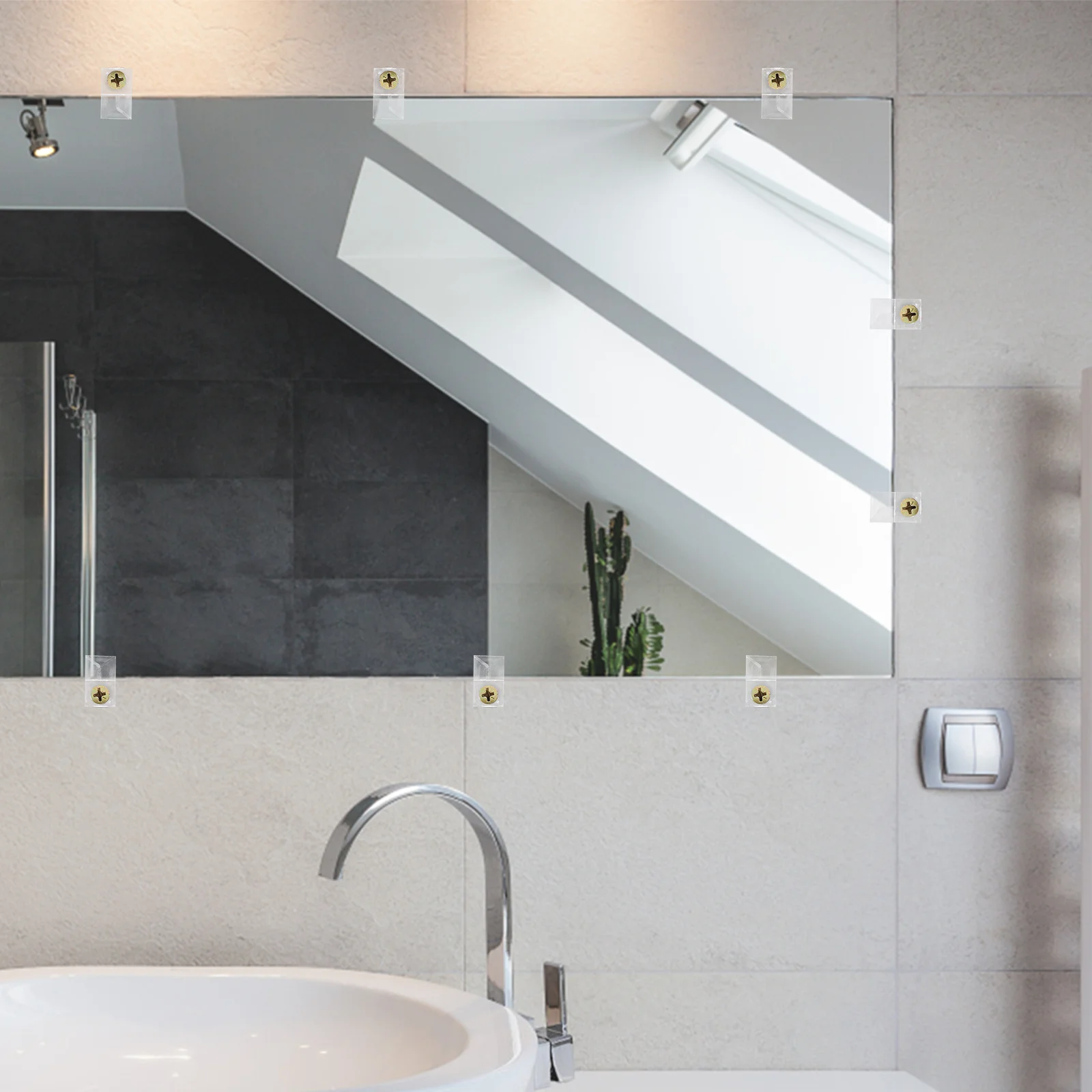 

50pcs Mirror Clip Glass Support Clamp Bracket Transparent No-Drill Mounting Hardware For Cabinets Walls Doors Glass Shelf Fixing