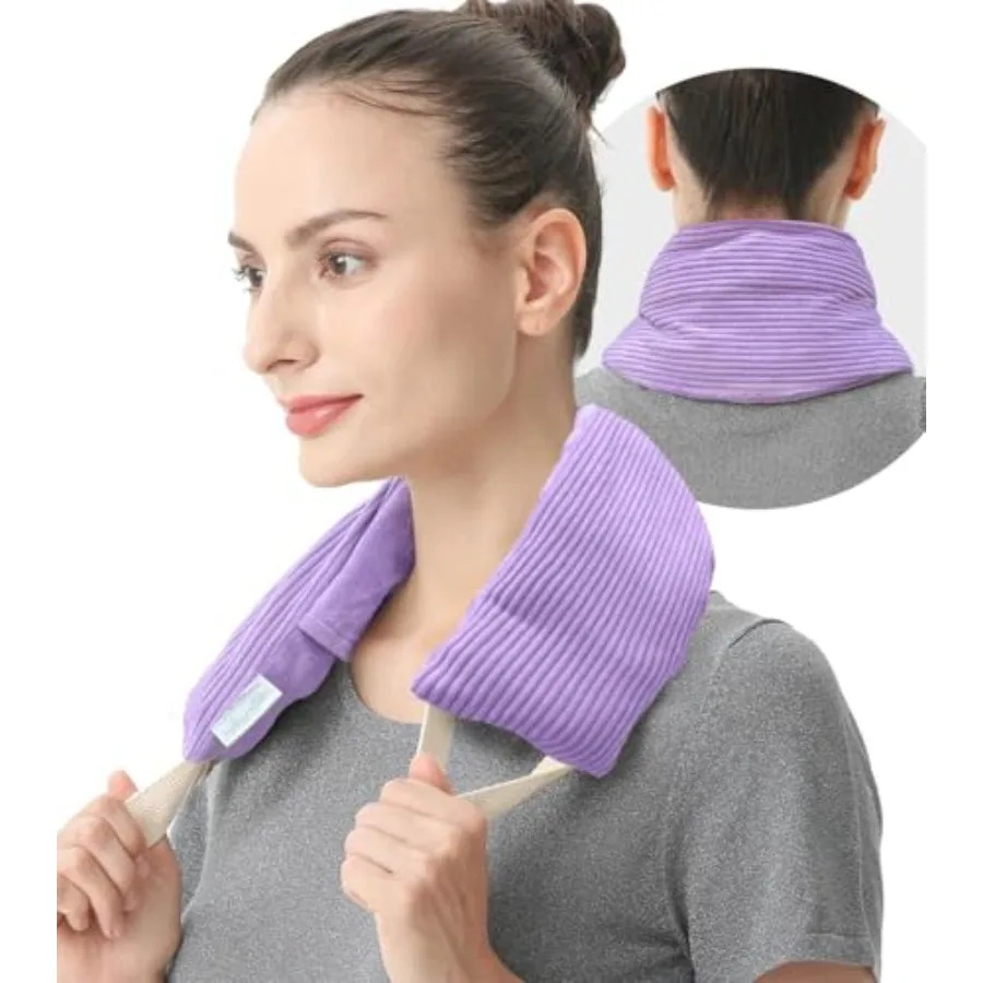 Neck Heating Pad Microwavable with Machine Washable Cover Weighted Microwave Heating Pad Neck Wrap for Shoulder Back Pain Relie