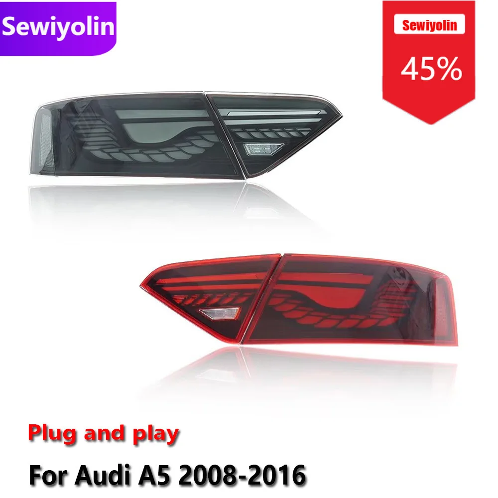 

Автомобильные светодиодные задние фонари DRL в сборе для Audi A5 2008-2016, авто противотуманные фары DRL, стоп-сигнал поворота Plug and Play