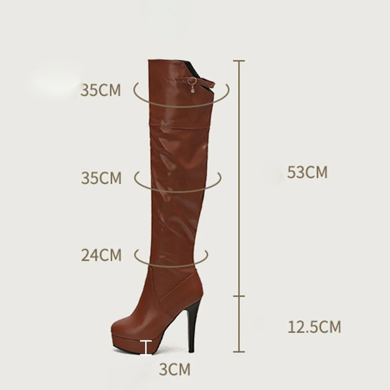REAVE CAT 2026 Sexy Thigh Boots Round Toe Thin Heels 12.5cm Platform 3cm Zipper Plus Size 48 49 50 Fashion Party Over Knee Bota