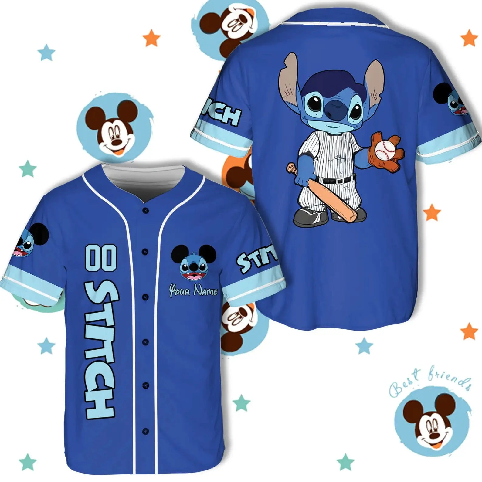 

Disney Baseball Jersey Game Day Baseball Jersey Mickey Minnie Stitch Baseball Jersey Mens Womens Kids Short Sleeve Shirts