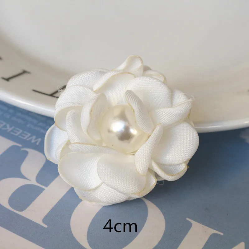 10 Teile/los Weiß Serie Kamelie Rose Chiffon Stoff Künstliche Blume Kopf Für Hochzeit Kleid Kleidung Dekoration Kopfschmuck – Detail 3