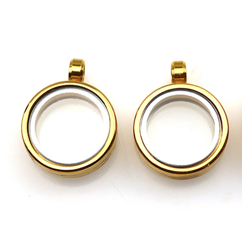 

Stainless Steel Thangka Box Pendant Photo Charm Necklace DIY Craft Round Locket Opens Glass Case Holds Pictures Jewelry