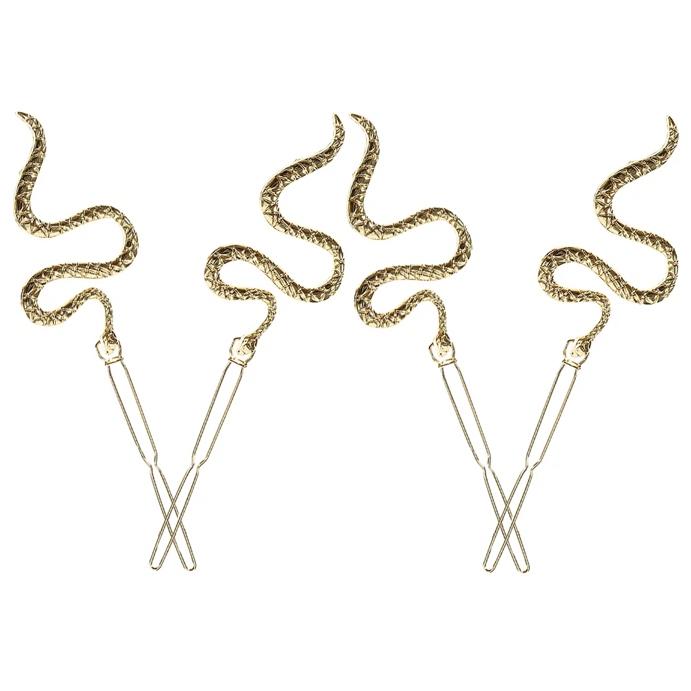 

4 Pcs Snake Hairpin Cute Clips Cool Brooch Pins for Women Fashion Bling Barrettes Ancient Sword Style Hanfu Metal Scarf with