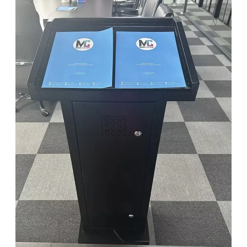 Contemporary Digital Lectern Podium with P1.53 LED Display High Refresh Rate for Conference & Presentation