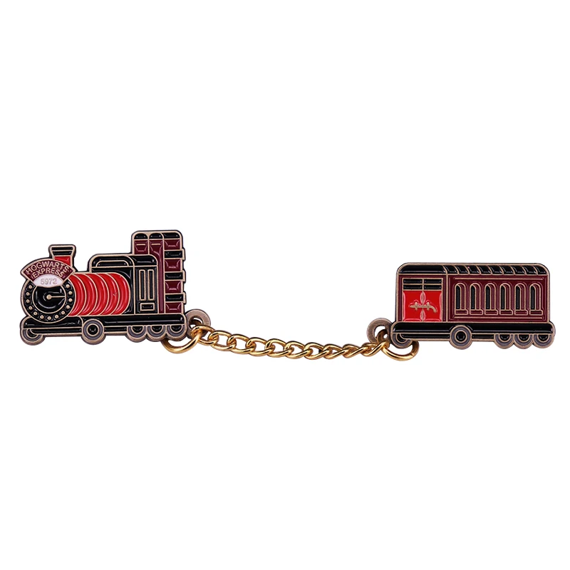 Wizarding World Magical Express Train Brooch with Chain Witchcraft Wizardry Literature Bookworm Badge Backpack Direction