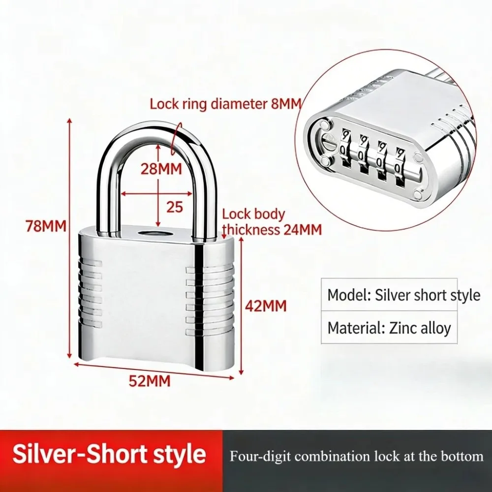 Bottom Opening Combination Padlock 4 Digit Code Anti-theft Keyed Padlock Heavy Duty Travel Suitcase Lock Locker, Gym,Home Office