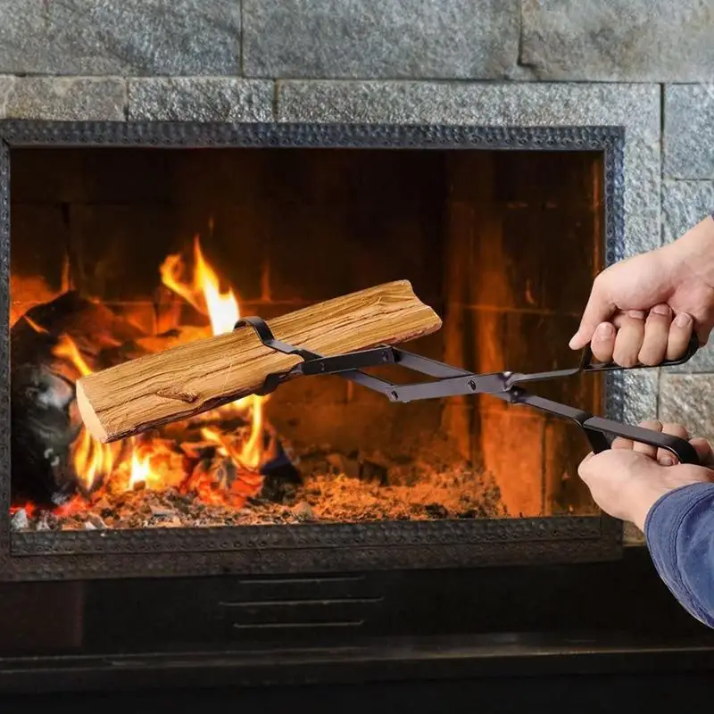 Heavy Duty Fire Tongs Fireplace Tongs For Indoor Outdoor Rustproof Wood Stove Fire Place Tools Safely Moves Firewood