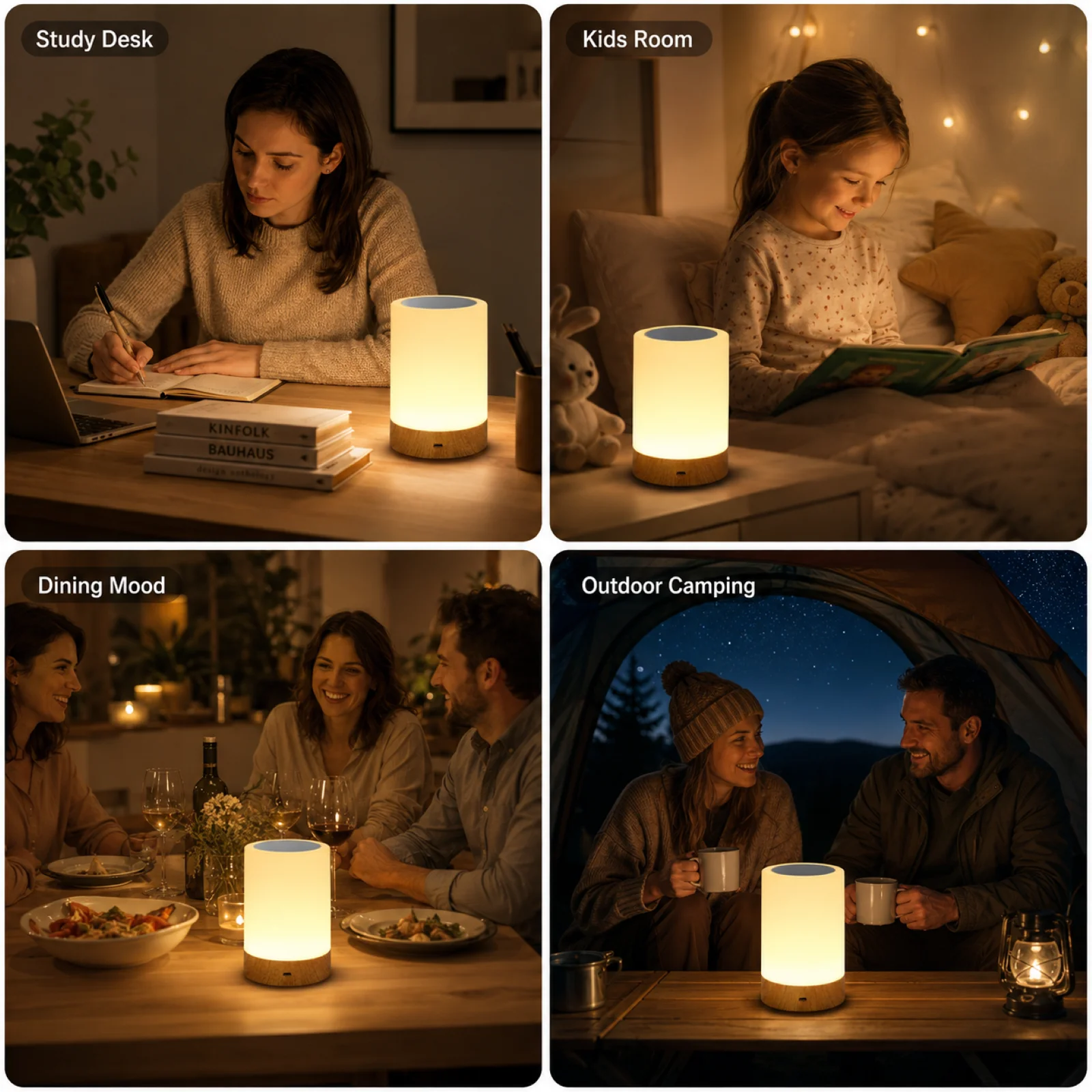 Obrázek 4: Dotek u postele stůl lampa RGB USB dobíjecí noc lehký noční stolek psací stůl lampa ložnice dekorace děti dar jídelní pokoj lehký