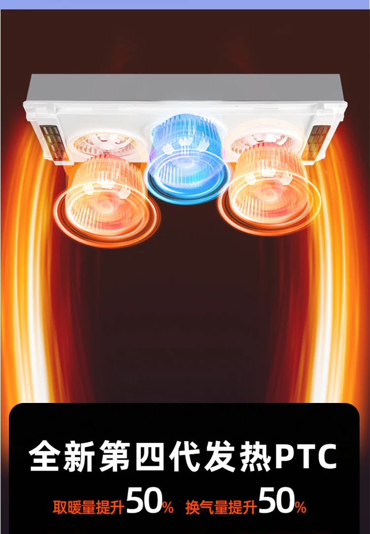 مروحة عادم سقف متكاملة للحرارة متعددة الوظائف للحمام بقوة 220 فولت؛ ابق دافئًا ومضاءًا بشكل جيد في نفس الوقت