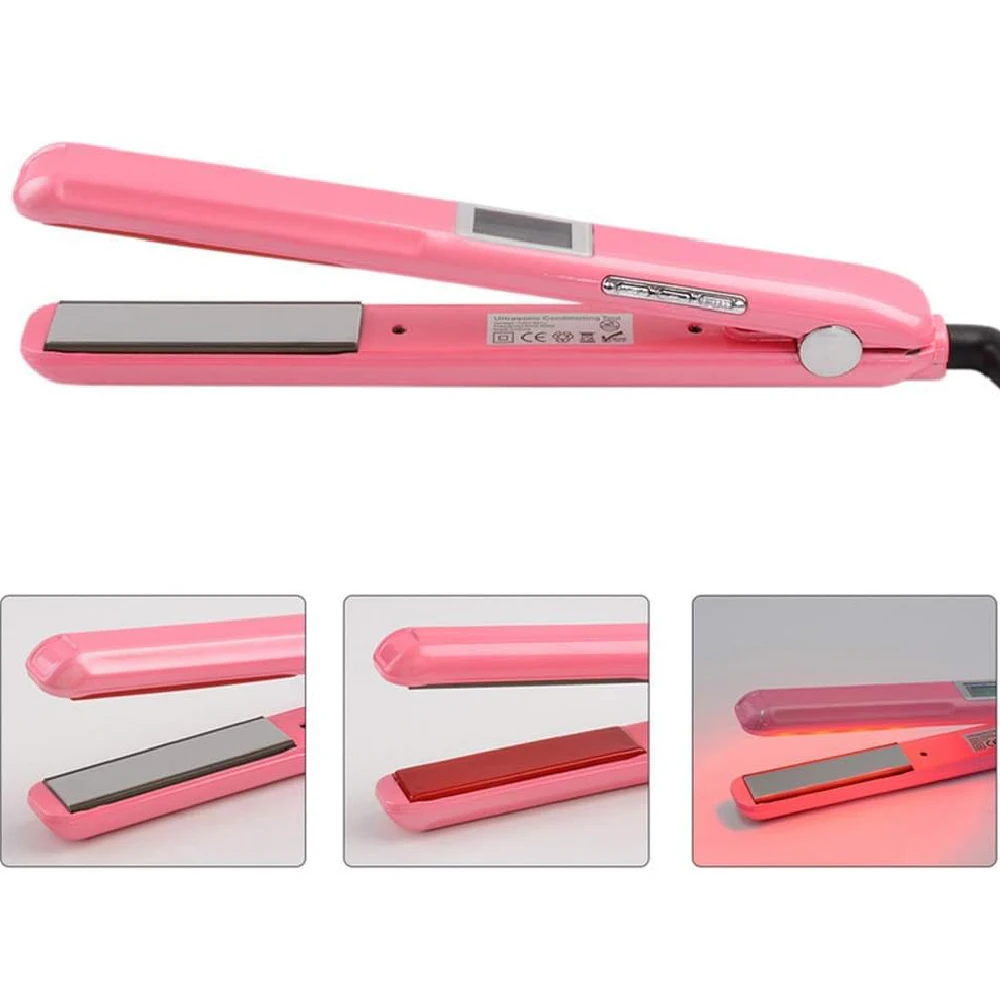 Professional Hair Care Iron Infrared Ultrasonic Cold Treatment Smooth Hair Flat Irons Recover Damaged Salon Tool 100-240V