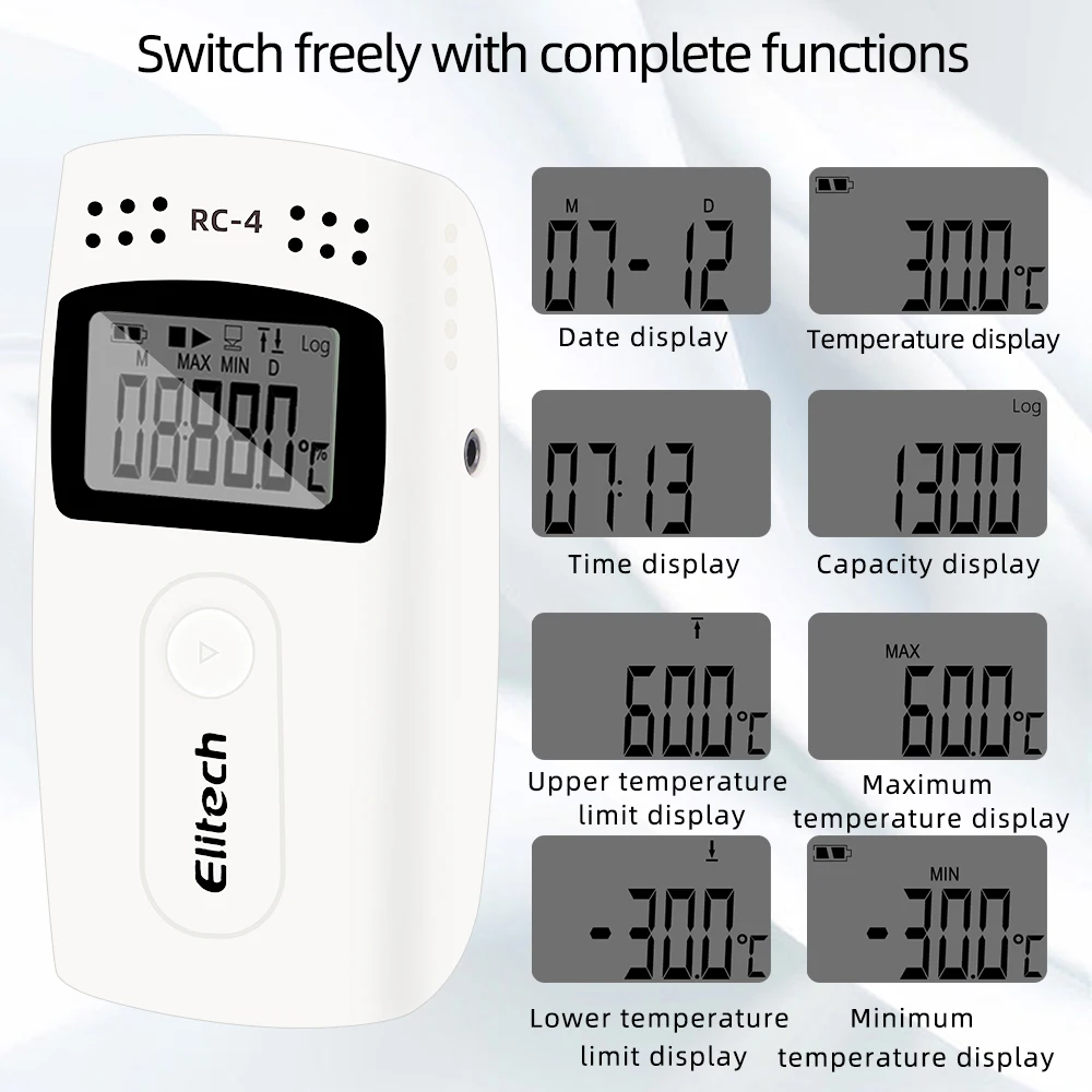 RC-4 Mini registratore di dati di temperatura registratore di dati di temperatura USB Datalogger sensore esterno registratore a 16000 punti per