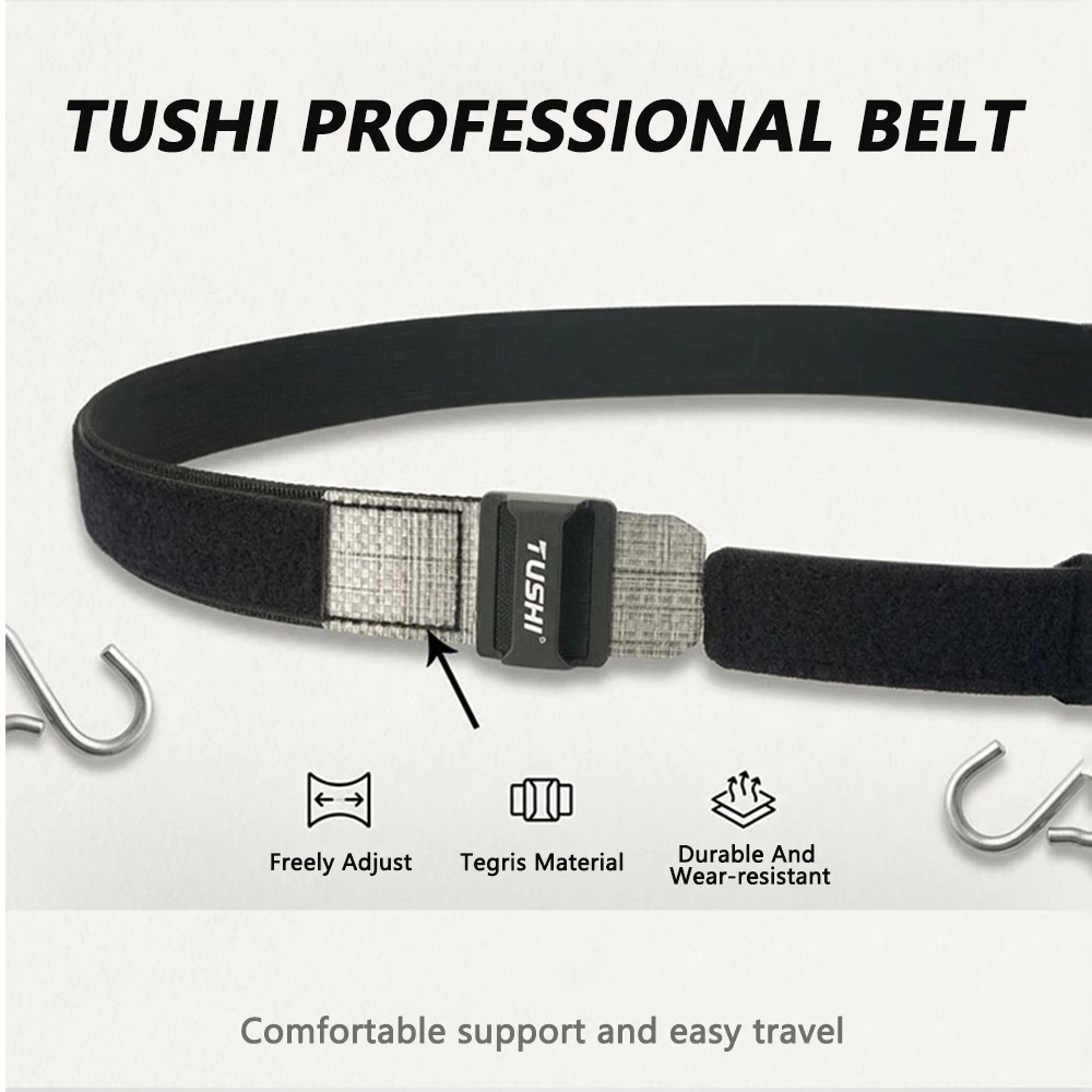 TUSHI Taktischer Gürtel 3,8 cm mit Halteclip, Innengürtel für Herren, Sport, Outdoor, Einsatzgürtel, Nylon-Hüftgurt, Jagdzubehör – Detail 5