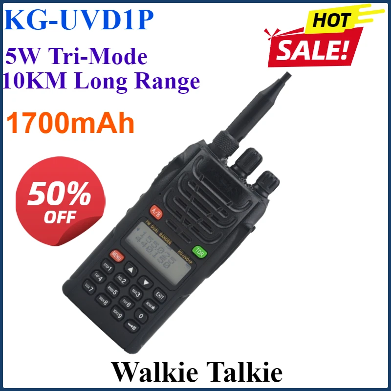 

1700mAh 5W Wouxun KG-UVD1P VHF/UHF Dual Band Radio 136.000-174.995MHz & 400.000-479.995MHz FM Transceiver walkie-talkie