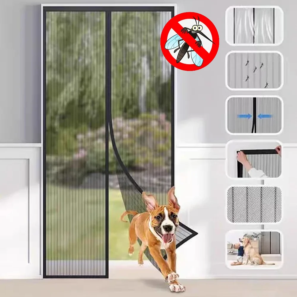 

Summer Washable Insect Sand Fly Net Mosquito Proof Door Curtain Thickened Translucent Windshield Curtain Home Magnets Door Mesh