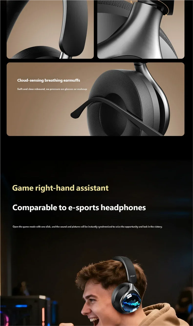 Acer Wireless Bluetooth Over-ear Headphones With Stereo Sound_voghion.com