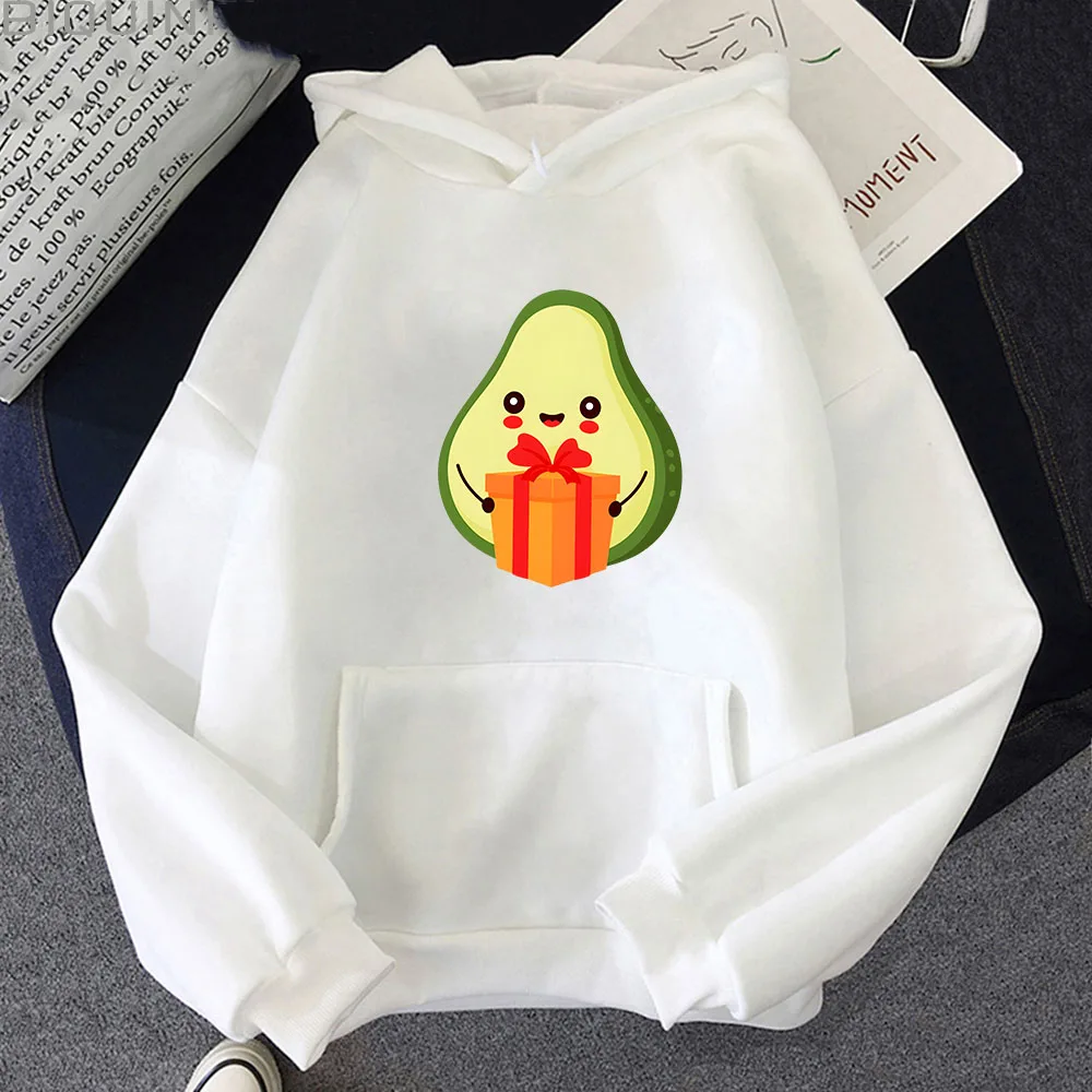 Merry Christmas Sweatshirts for Men Funny Hoodies Cartoon Korean Harajuku 2023 Casual Cute Avocado Print Sweatshirts Regular Fit