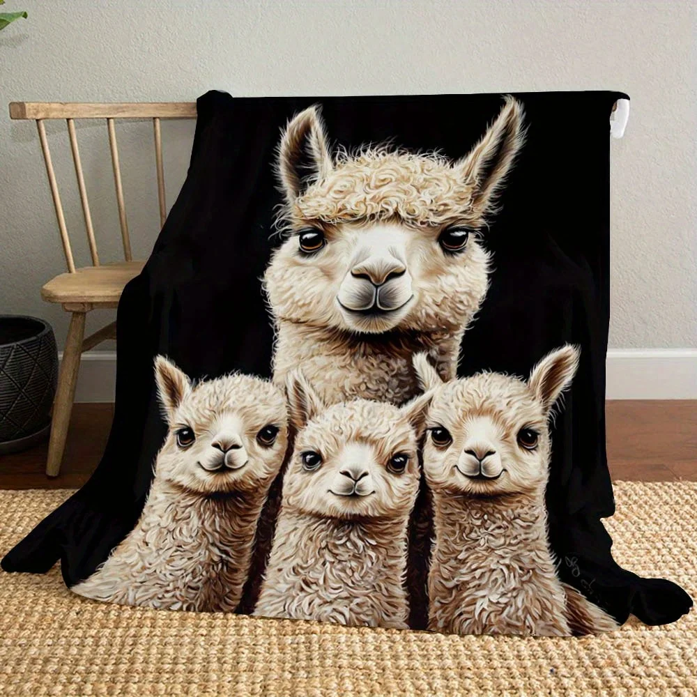 Alpaca digital printing pattern seasonal car nap blanket home sofa blanket