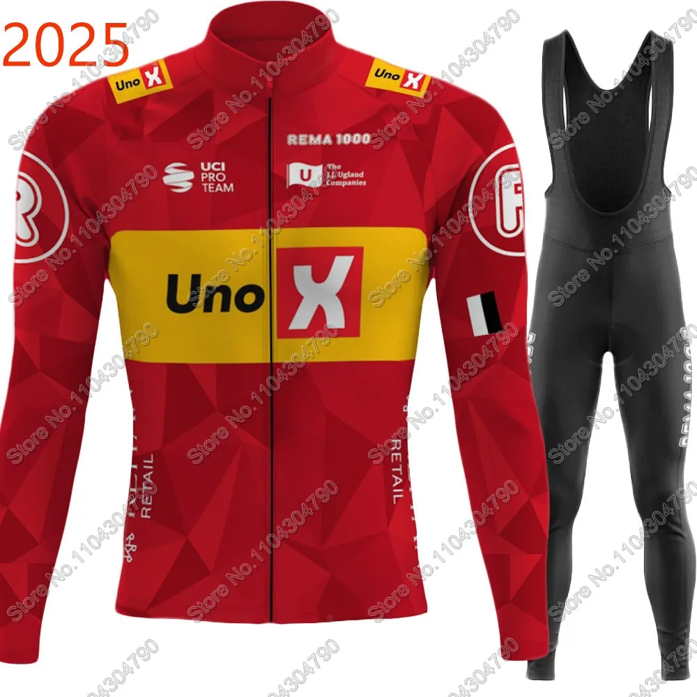 Uno X Pro team 2025 Комплект велосипедного трикотажа с длинным рукавом Норвегия Горная одежда Костюм Мужские MTB Велосипедные шоссейные брюки Нагрудник Maillot Ropa