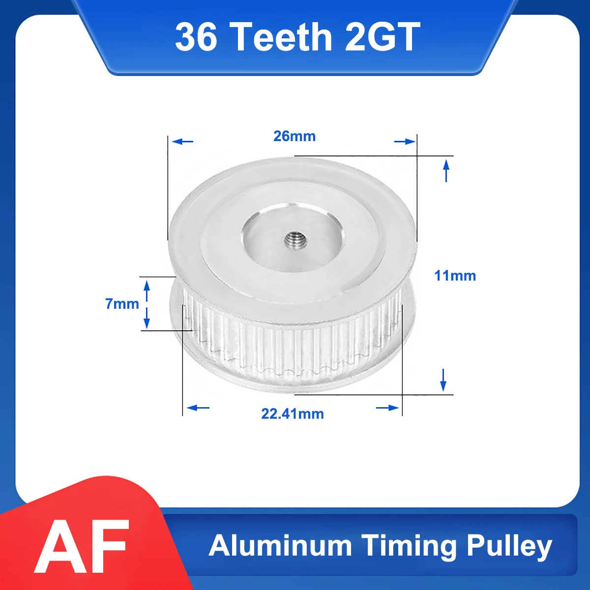 36 Teeth 2GT Timing Pulley Bore 4/5/6/6.35/8/10/12 - 15mm Aluminum Synchronous Wheels 3D Printer Parts For Width 6mm Timing Belt