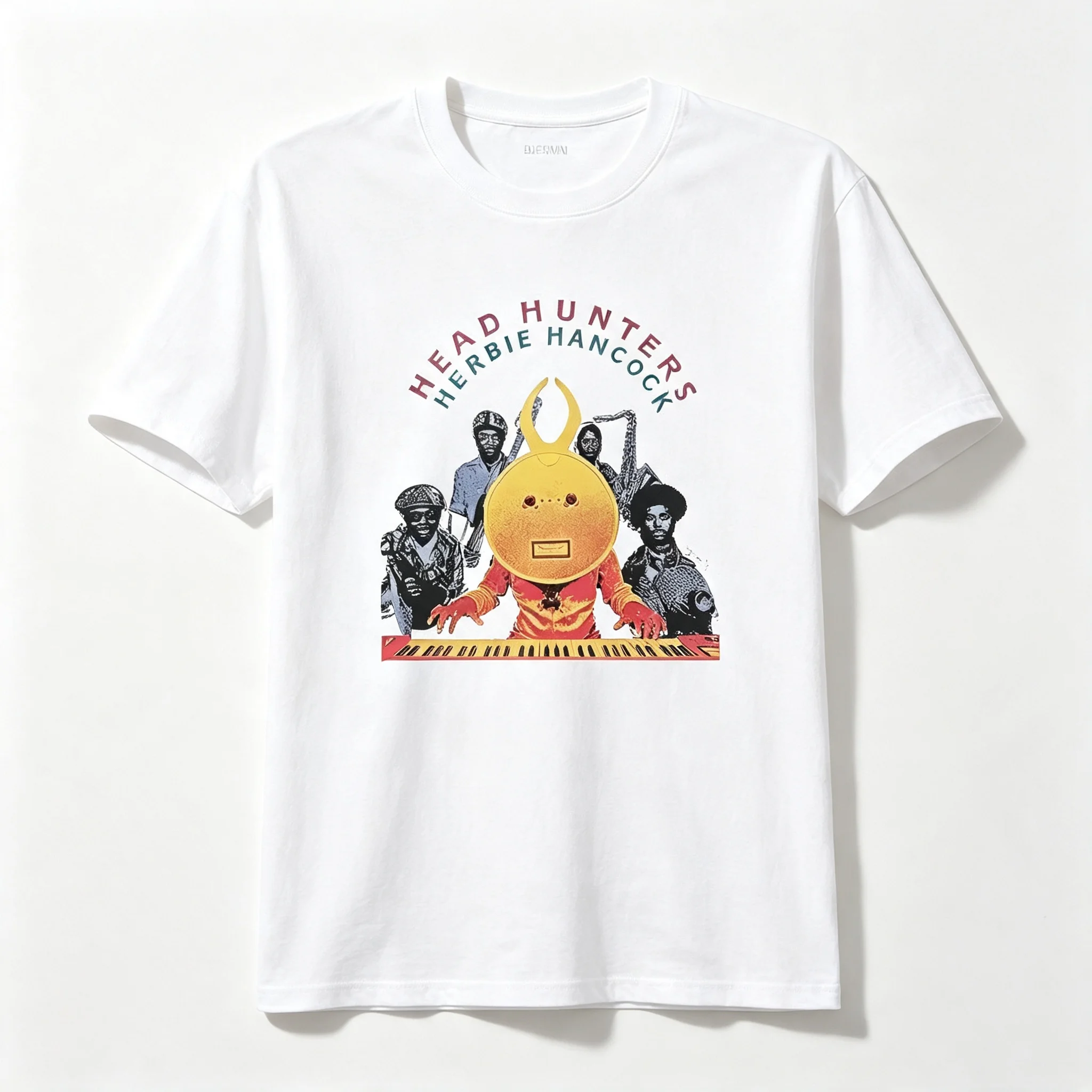 Vintage Herbie Hancock Headhunters Jazz Funk Bedrucktes T-Shirt Unisex 100% Baumwolle Retro Musik Streetwear Kurzarm-Shirt – Detail 2