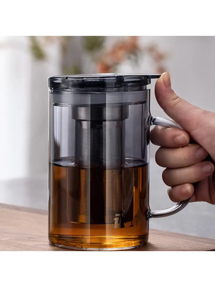 耐熱ガラス製茶こし付きティーカップ-シンプルスタイル-オフィス用-ゴンフーティーセット-家庭用ティーポット-茶器
