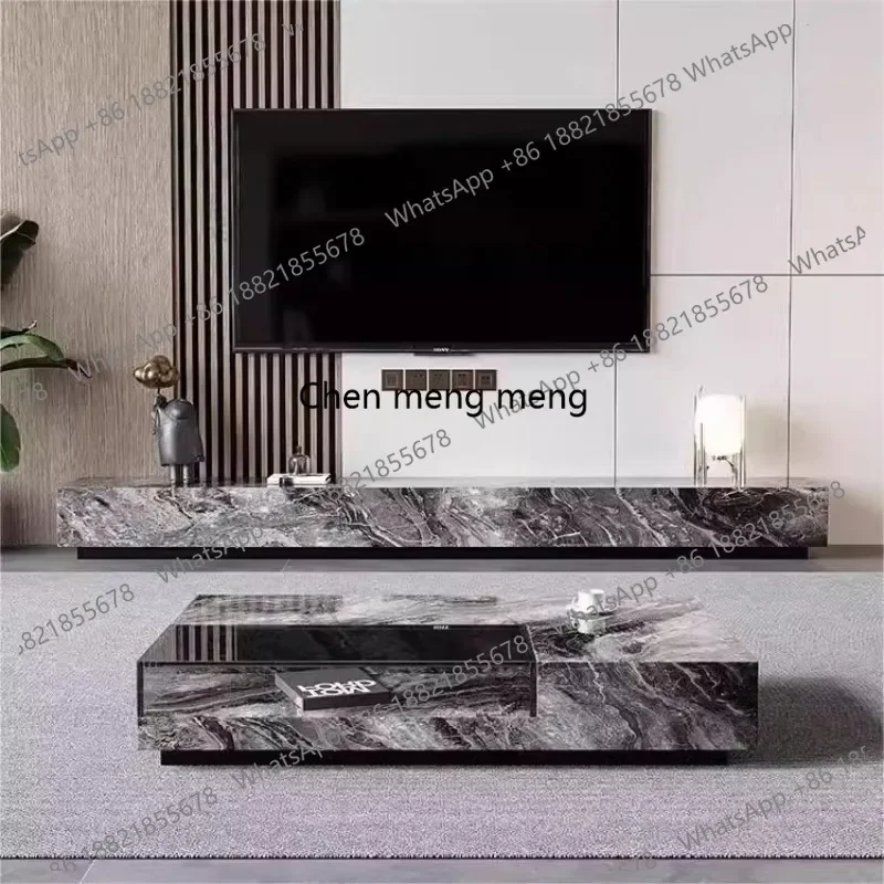 RR Italian Luxury Living Room Rock Slab Coffee Tables Modern Minimalist High-Grade Glass Coffee Table Customizable Furniture